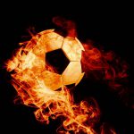 بک گراند توپ فوتبال در آتش