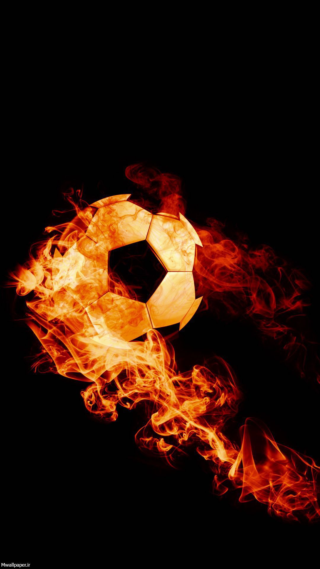 بک گراند توپ فوتبال در آتش