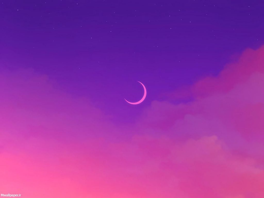 عکس آسمان و ماه با تم رنگ بنفش