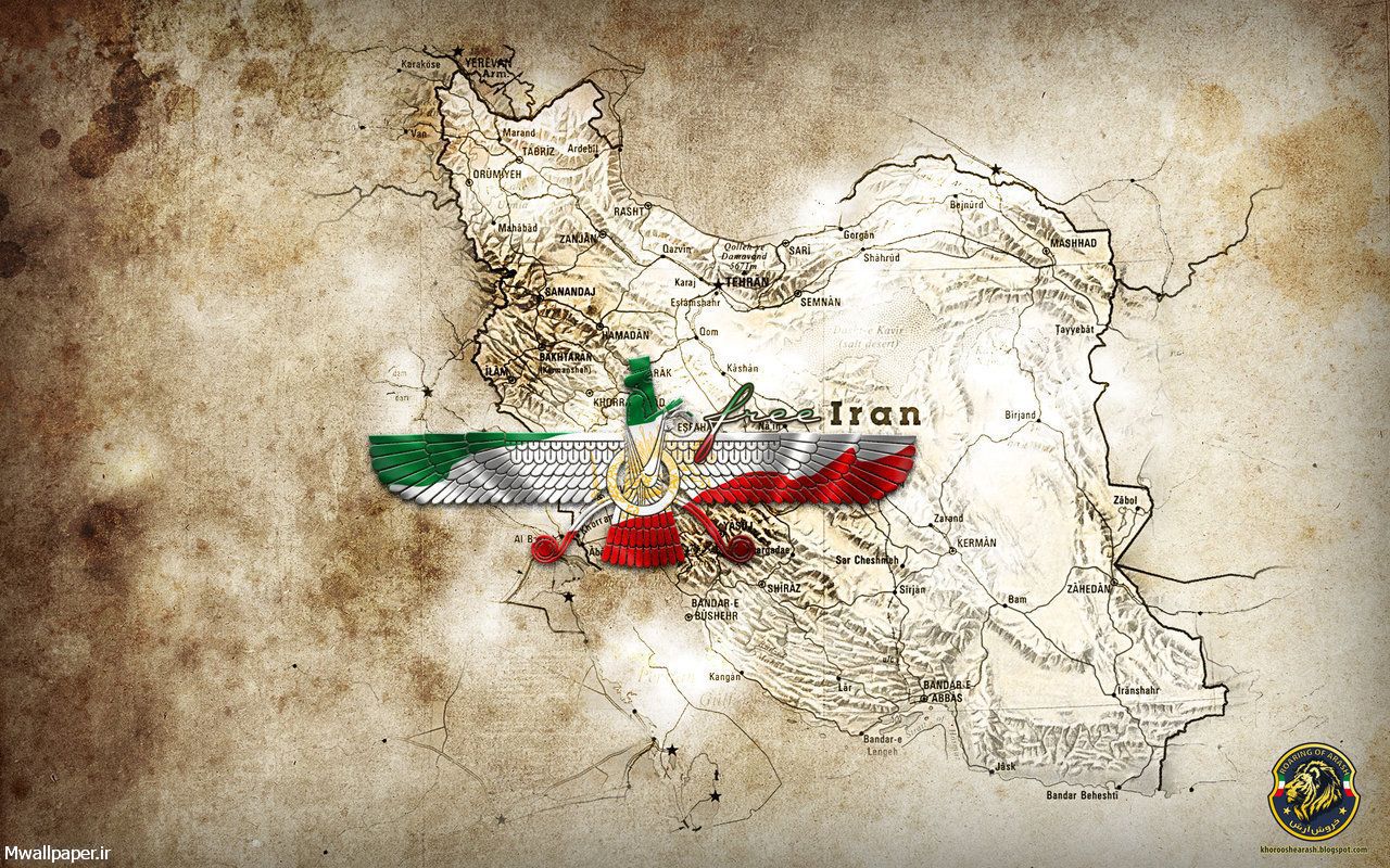 والپیپر نقشه ایران و نماد باستانی فروهر