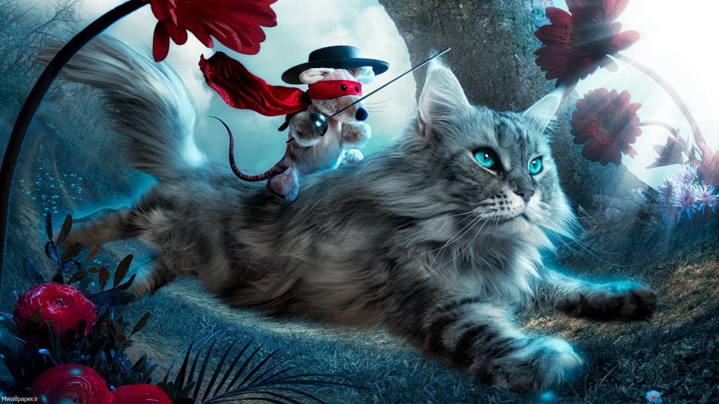 والپیپر فانتزی گربه و موش