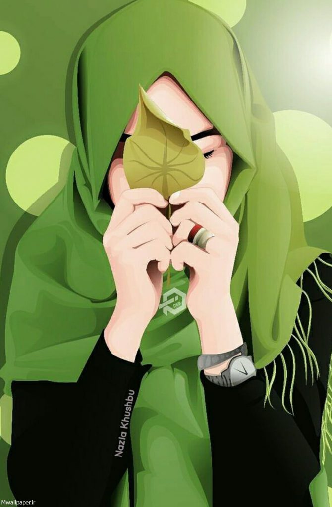 والپیپر موبایل دختر محجبه با روسری سبز