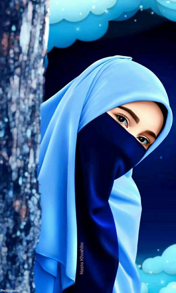 پس زمینه دخترونه باحجاب روسری آبی