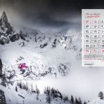 بک گراند تقویم بهمن 1401 با تم ورزش اسکی برای کامپیوتر