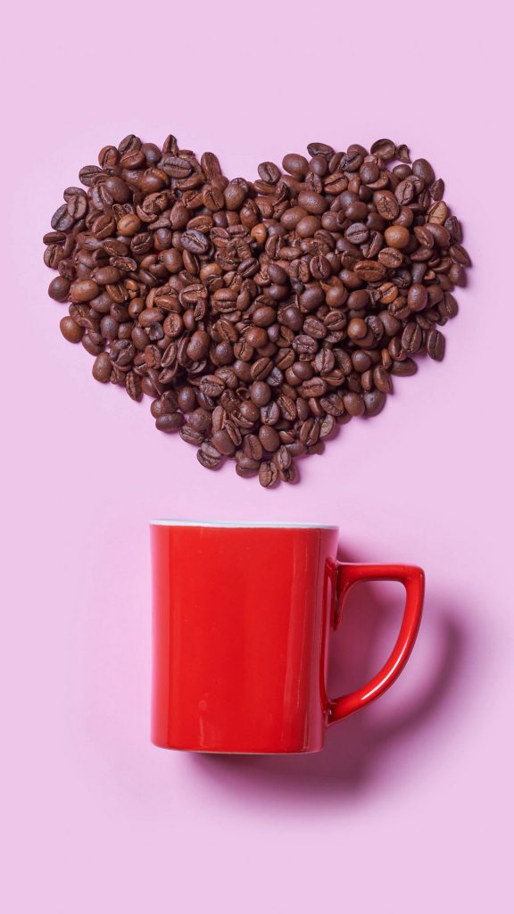 استوری طرح قلب با دانه های قهوه