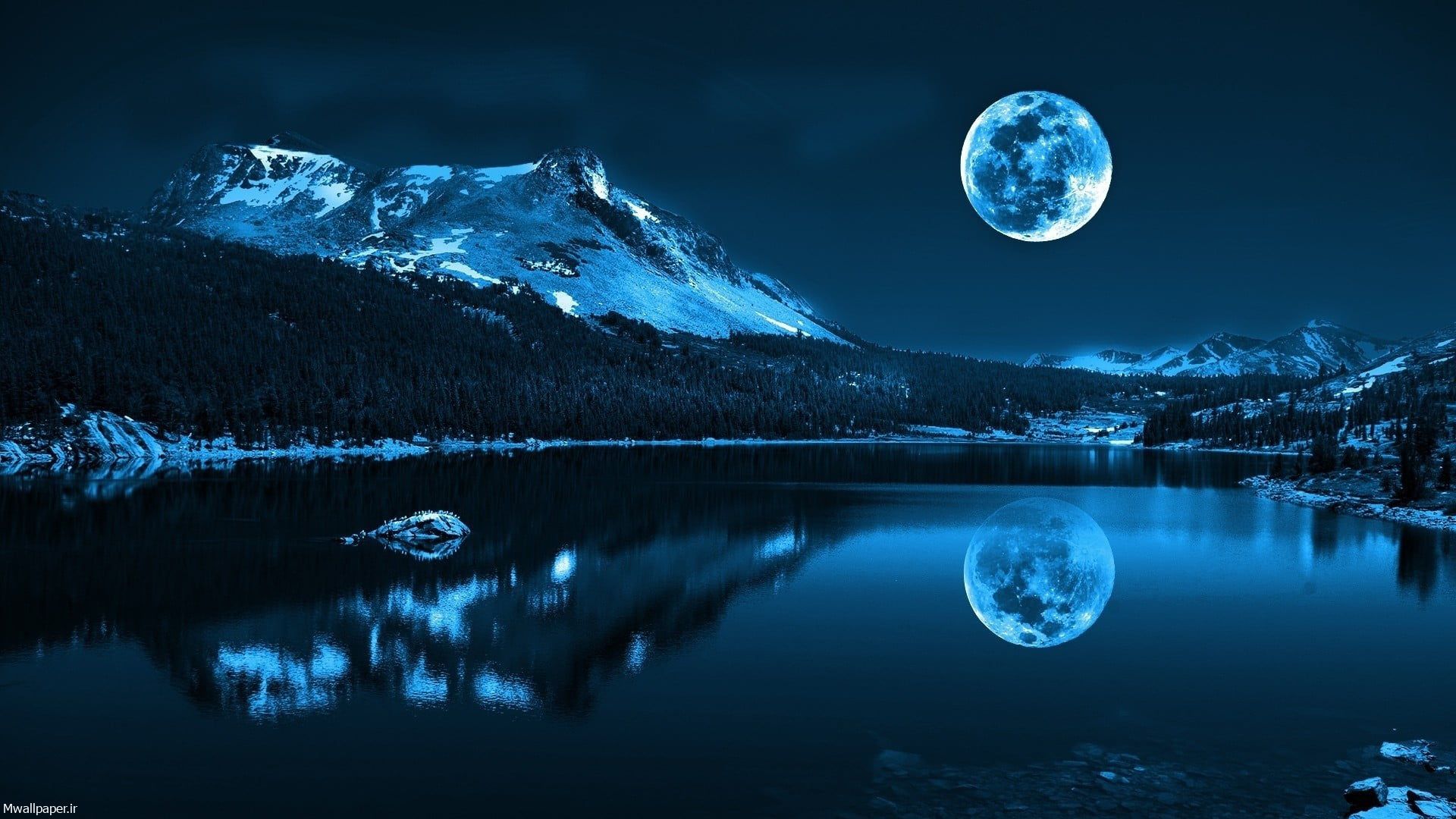 عکس باکیفیت انعکاس ماه در آب