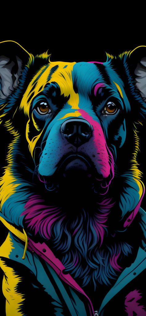 والپیپر دیجیتال آرت سگ رنگی